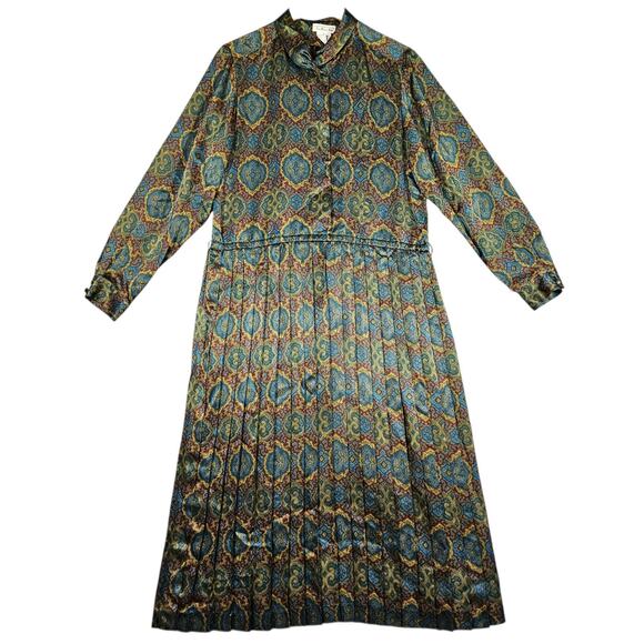 Talbots Dresses & Skirts - Vintage Talbots Dress Womens Sz 12 Midi Shirt Print Long Sleeve Old Money 90s